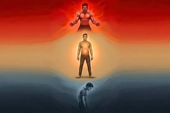 Silhueta humana com três zonas de intensidade ilustrando lutar fugir ou congelar na discussão.