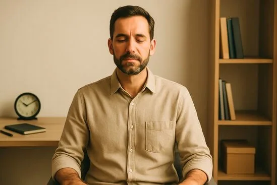 Terapeuta centrado no consultório, mostrando a pessoa do terapeuta como ferramenta de trabalho no cuidado com o cliente.