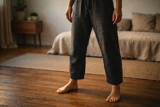 Pés firmes e corpo começando a destravar mostram o que é a Meditação Kundalini do Osho.